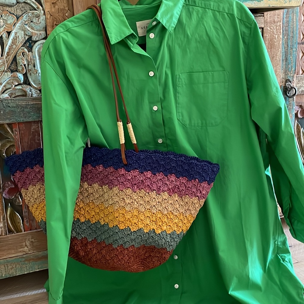 Sezane Raffia Felice Bag. Multicolored. - Picture 3 of 12